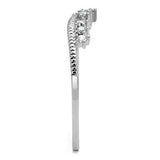 3W1226 - Rhodium Brass Ring with AAA Grade CZ  in Clear - Alamode