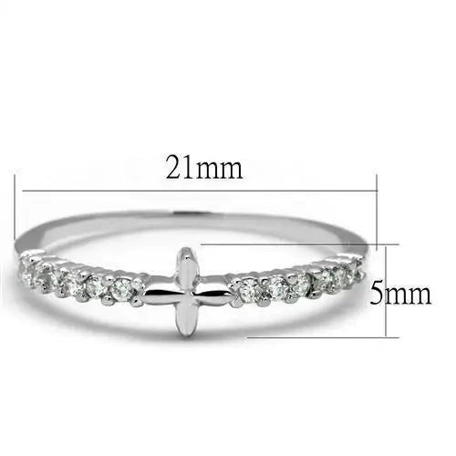 3W1227 - Rhodium Brass Ring with AAA Grade CZ in Clear - Alamode - Flyclothing LLC