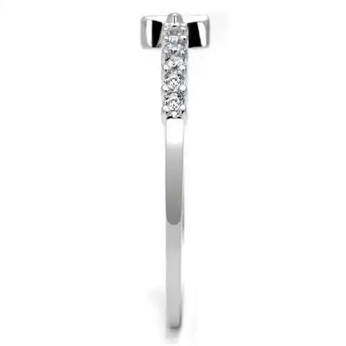 3W1227 - Rhodium Brass Ring with AAA Grade CZ in Clear - Alamode - Flyclothing LLC