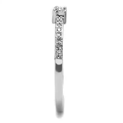 3W1228 - Rhodium Brass Ring with AAA Grade CZ in Clear - Alamode - Flyclothing LLC