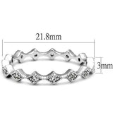3W1231 - Rhodium Brass Ring with AAA Grade CZ  in Clear - Alamode