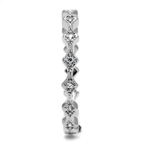 3W1231 - Rhodium Brass Ring with AAA Grade CZ in Clear - Alamode - Flyclothing LLC