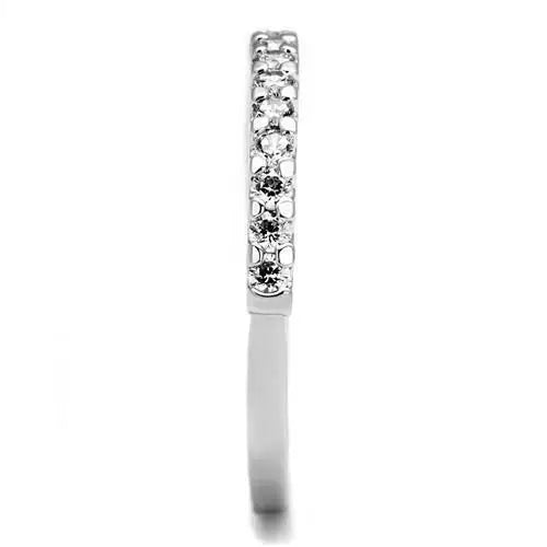 3W1232 - Rhodium Brass Ring with AAA Grade CZ in Clear - Alamode - Flyclothing LLC