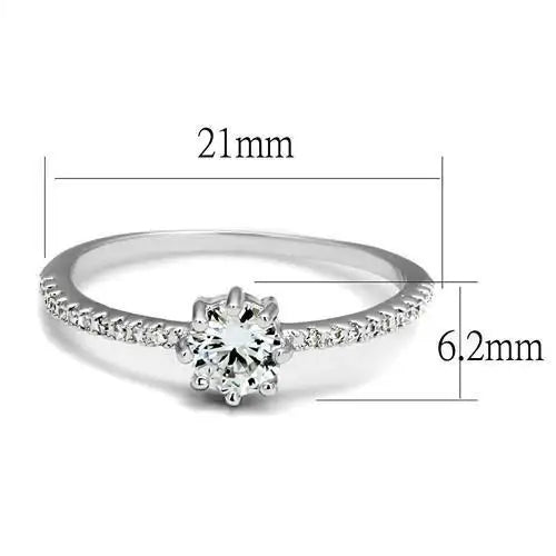 3W1233 - Rhodium Brass Ring with AAA Grade CZ in Clear - Alamode - Flyclothing LLC