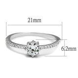 3W1233 - Rhodium Brass Ring with AAA Grade CZ  in Clear - Alamode