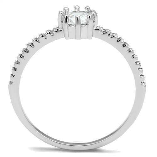 3W1233 - Rhodium Brass Ring with AAA Grade CZ in Clear - Alamode - Flyclothing LLC