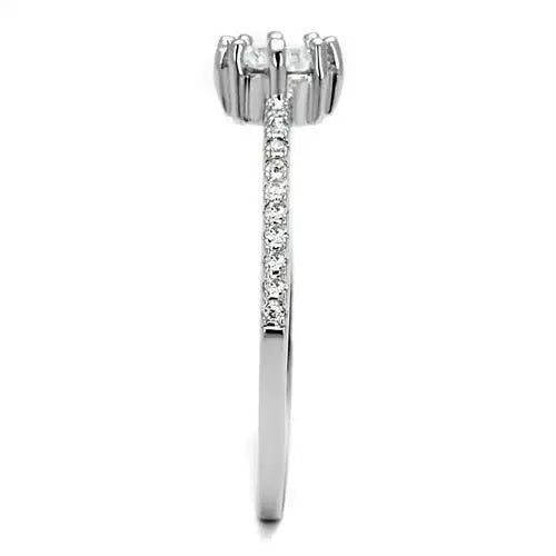 3W1233 - Rhodium Brass Ring with AAA Grade CZ in Clear - Alamode - Flyclothing LLC