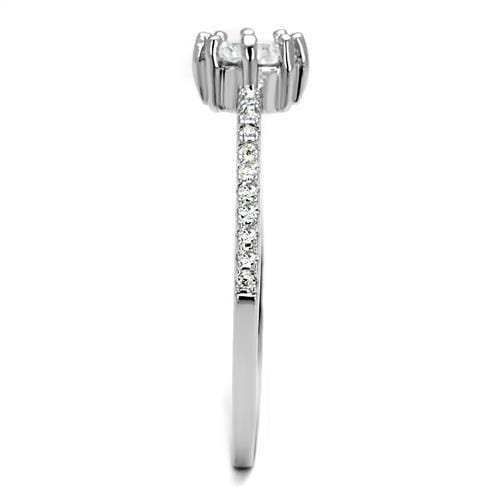 3W1233 - Rhodium Brass Ring with AAA Grade CZ in Clear - Alamode - Flyclothing LLC