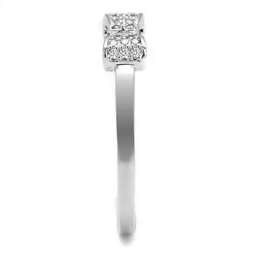 3W1235 - Rhodium Brass Ring with AAA Grade CZ in Clear - Alamode - Flyclothing LLC