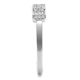 3W1235 - Rhodium Brass Ring with AAA Grade CZ  in Clear - Alamode