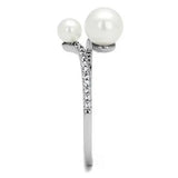 3W1236 - Rhodium Brass Ring with Synthetic Pearl in White - Alamode - Flyclothing LLC