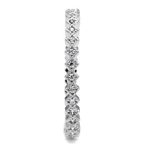 3W1238 - Rhodium Brass Ring with AAA Grade CZ in Clear - Alamode - Flyclothing LLC