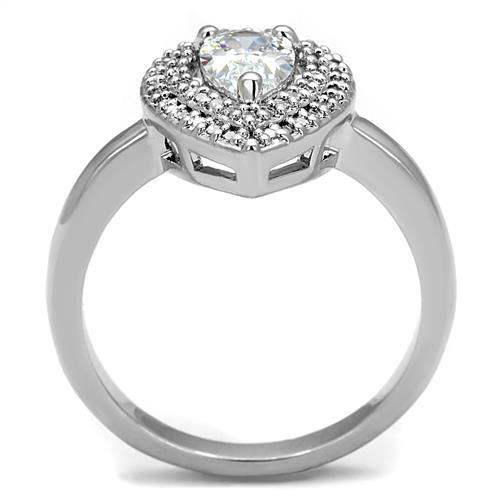 3W1242 - Rhodium Brass Ring with AAA Grade CZ in Clear - Alamode - Flyclothing LLC