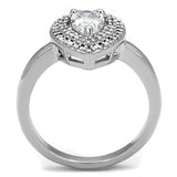 3W1242 - Rhodium Brass Ring with AAA Grade CZ  in Clear - Alamode