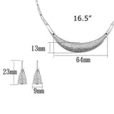 3W1245 - Rhodium Brass Jewelry Sets with AAA Grade CZ  in Clear - Alamode