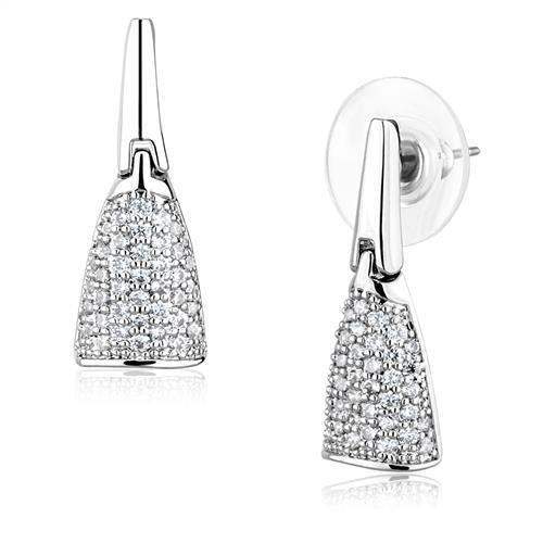 3W1245 - Rhodium Brass Jewelry Sets with AAA Grade CZ in Clear - Alamode - Flyclothing LLC