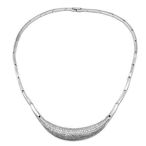 3W1245 - Rhodium Brass Jewelry Sets with AAA Grade CZ in Clear - Alamode - Flyclothing LLC