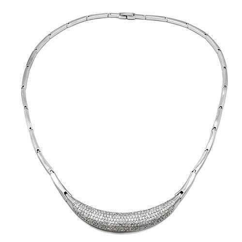 3W1245 - Rhodium Brass Jewelry Sets with AAA Grade CZ in Clear - Alamode - Flyclothing LLC