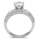 3W1253 - Rhodium Brass Ring with AAA Grade CZ in Clear - Alamode - Flyclothing LLC