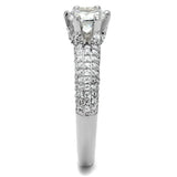 3W1253 - Rhodium Brass Ring with AAA Grade CZ in Clear - Alamode - Flyclothing LLC