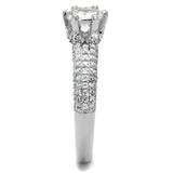 3W1253 - Rhodium Brass Ring with AAA Grade CZ  in Clear - Alamode