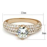 3W1254 - Rose Gold Brass Ring with AAA Grade CZ  in Clear - Alamode