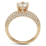 3W1254 - Rose Gold Brass Ring with AAA Grade CZ in Clear - Alamode - Flyclothing LLC