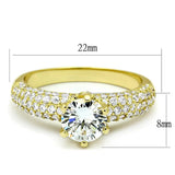 3W1255 - Gold Brass Ring with AAA Grade CZ in Clear - Alamode - Flyclothing LLC