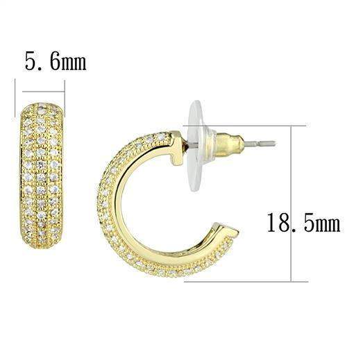 3W1261 - Gold Brass Earrings with AAA Grade CZ in Clear - Alamode - Flyclothing LLC