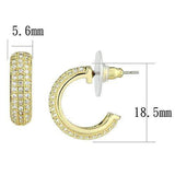 3W1261 - Gold Brass Earrings with AAA Grade CZ in Clear - Alamode - Flyclothing LLC