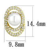 3W1262 - Gold Brass Earrings with Synthetic Pearl in White - Alamode - Flyclothing LLC