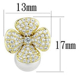 3W1263 - Gold Brass Earrings with Synthetic Pearl in White - Alamode - Flyclothing LLC