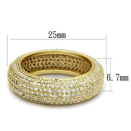 3W1272 - Gold Brass Ring with AAA Grade CZ in Clear - Alamode - Flyclothing LLC