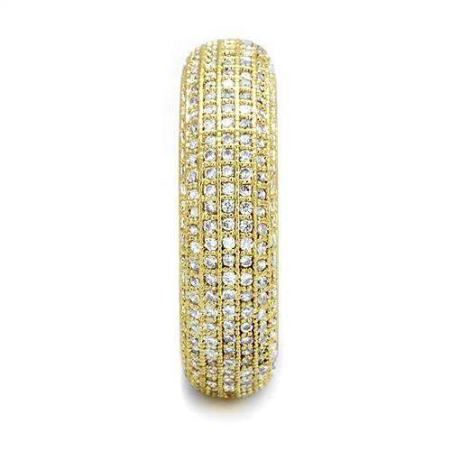 3W1272 - Gold Brass Ring with AAA Grade CZ in Clear - Alamode - Flyclothing LLC
