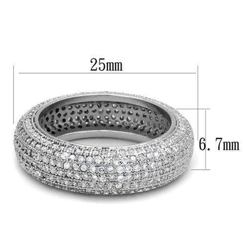 3W1273 - Rhodium Brass Ring with AAA Grade CZ in Clear - Alamode - Flyclothing LLC