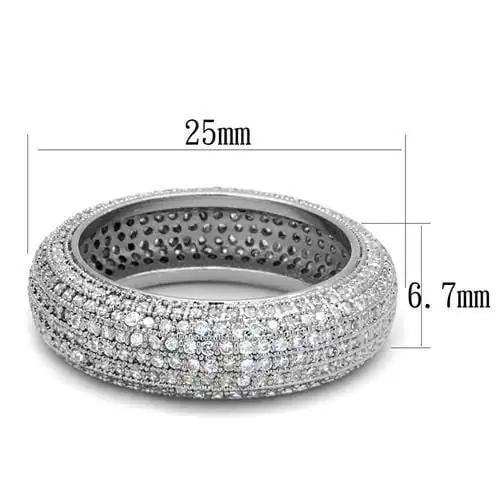 3W1273 - Rhodium Brass Ring with AAA Grade CZ in Clear - Alamode - Flyclothing LLC