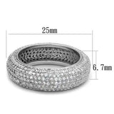 3W1273 - Rhodium Brass Ring with AAA Grade CZ  in Clear - Alamode