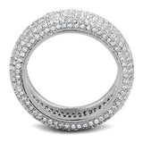 3W1273 - Rhodium Brass Ring with AAA Grade CZ in Clear - Alamode - Flyclothing LLC