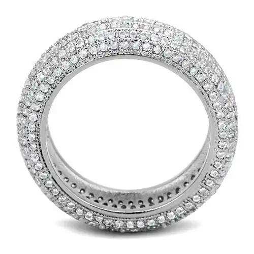 3W1273 - Rhodium Brass Ring with AAA Grade CZ in Clear - Alamode - Flyclothing LLC