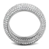3W1273 - Rhodium Brass Ring with AAA Grade CZ  in Clear - Alamode