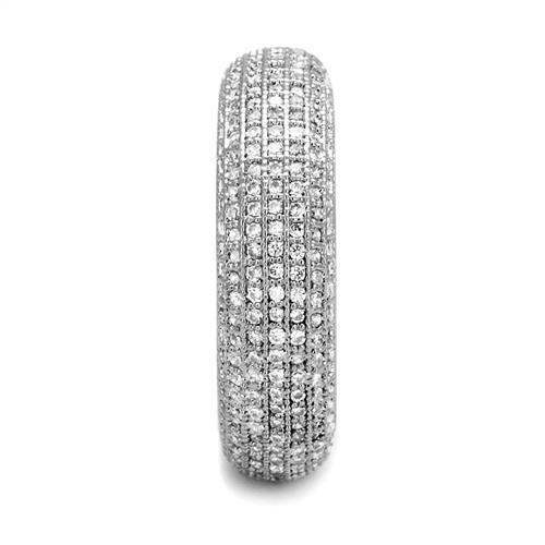 3W1273 - Rhodium Brass Ring with AAA Grade CZ in Clear - Alamode - Flyclothing LLC