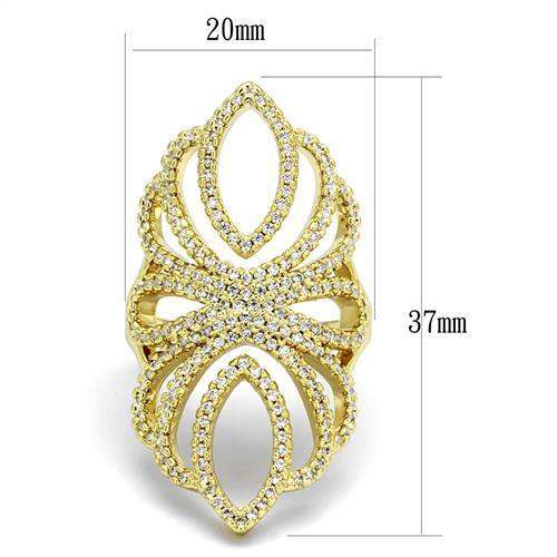 3W1274 - Gold Brass Ring with AAA Grade CZ in Clear - Alamode - Flyclothing LLC