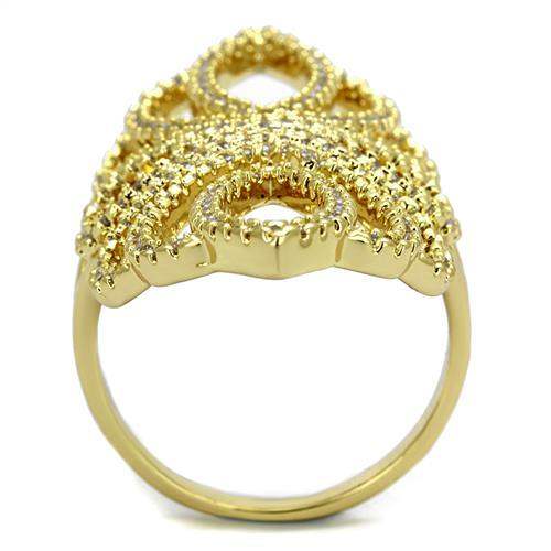 3W1274 - Gold Brass Ring with AAA Grade CZ in Clear - Alamode - Flyclothing LLC