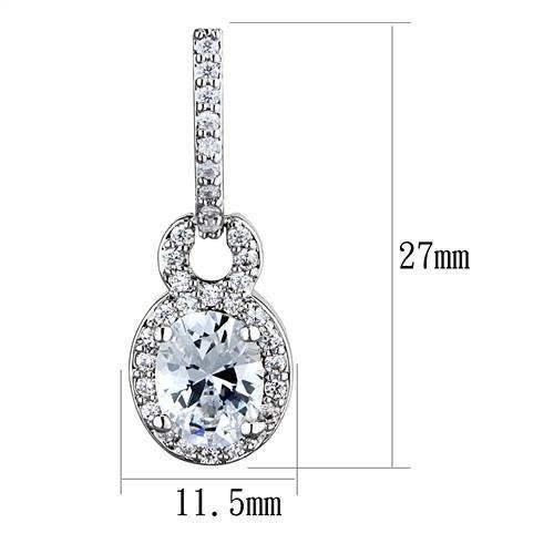 3W1276 - Rhodium Brass Earrings with AAA Grade CZ in Clear - Alamode - Flyclothing LLC