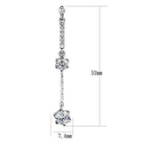 3W1277 - Rhodium Brass Earrings with AAA Grade CZ  in Clear - Alamode