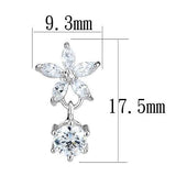3W1281 - Rhodium Brass Earrings with AAA Grade CZ  in Clear - Alamode