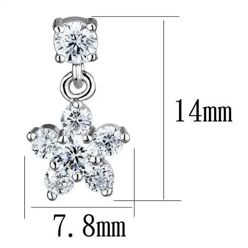 3W1284 - Rhodium Brass Earrings with AAA Grade CZ in Clear - Alamode - Flyclothing LLC