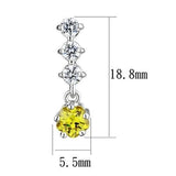 3W1285 - Rhodium Brass Earrings with AAA Grade CZ  in Topaz - Alamode