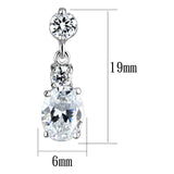 3W1290 - Rhodium Brass Earrings with AAA Grade CZ in Clear - Alamode - Flyclothing LLC