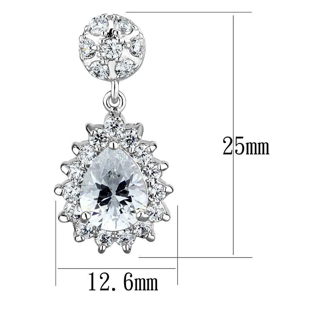 3W1292 - Rhodium Brass Earrings with AAA Grade CZ in Clear - Alamode - Flyclothing LLC